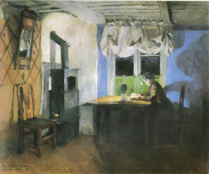 "Ved Lampelys" by Harriet Backer from Wikimedia Commons